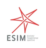 Logo with a red abstract star design above the text "ESIM", accompanied by the tagline "Enrichir l'expérience sportive". Proudly associated with Kilomaîtres LaSalle.